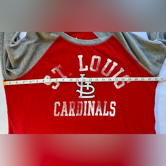 St Louis Cardinals MLB Women’s Raglan Waffle Sleeve Touch Stadium Shirt XXL Red - Picture 6 of 8